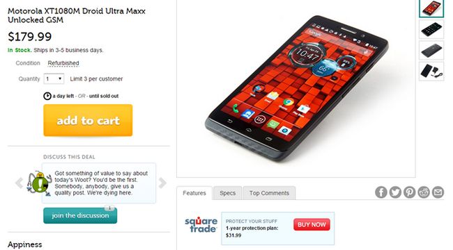 Fotografía - [Alerte pacte] Woot Has A Remise à neuf Motorola DROID MAXX (Verizon LTE, GSM Unlocked) pour 180 $